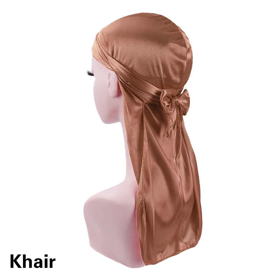 Alileader Bandana Hat Durags For Men Silk Durag For Men With Long Tail And Wide Straps Chemo Cap Pirate Hat Men Hair Accessories