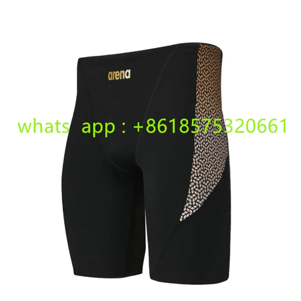 New Men Swim Jammer Swimming Trunks Professional Swim Surf Trunks Summer Beach Lycra Quick Dry Uv Protection Gym Tights Shorts