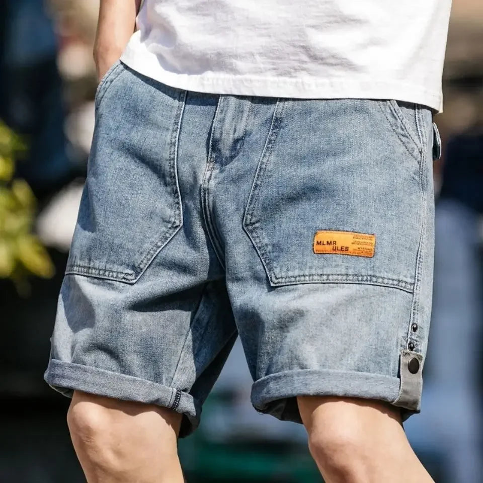 Short Jeans Pants for Men Loose Cargo Wide with Pockets Man Denim Shorts Baggy Original Trend 2024 Xxxl Designer Popular Sale Xl
