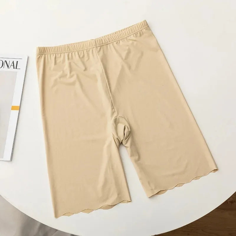 Seamless Ice Silk Safety Short Pants Women Thin Plus Size High Waist Under Skirt Boxers Panties Anti Rub Thigh Safety Shorts