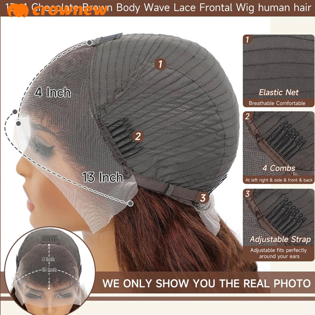 #4 Straight Lace Front Wigs Human Hair Colored Brown Human Hair Wig 13x4 13x6 HD Lace Frontal Wig Chocolate Brown Human Hair Wig