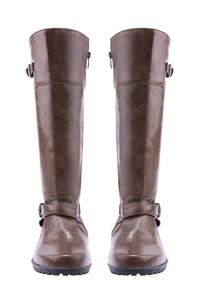 Women's Leather Boots With Zipper And Flat Bottom