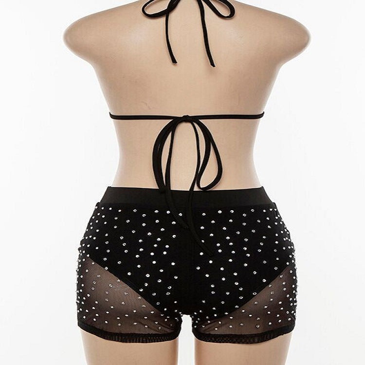 Neon mesh bra and shorts set