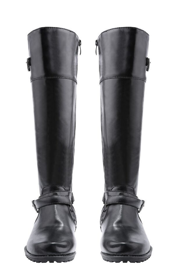 Women's Leather Boots With Zipper And Flat Bottom