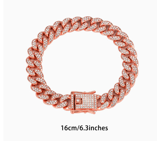 Diamond-shaped Cuban Zinc Alloy Hip Hop Necklace