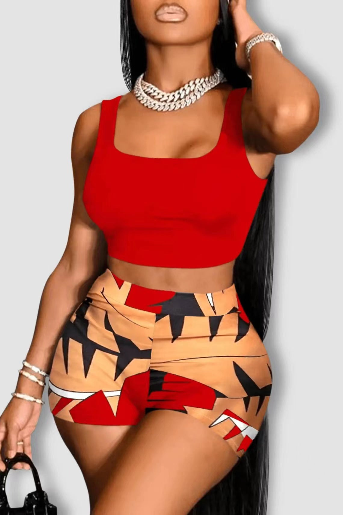 Digital Printing Vest Shorts Two-piece Set