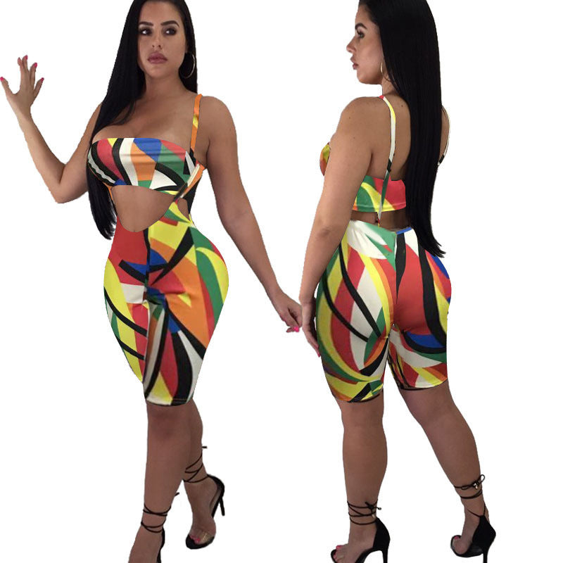 Two-piece set of halter shorts