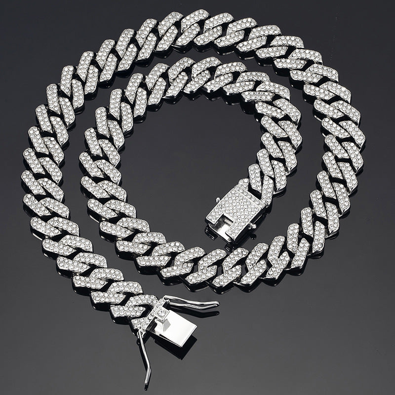 Diamond-shaped Cuban Zinc Alloy Hip Hop Necklace