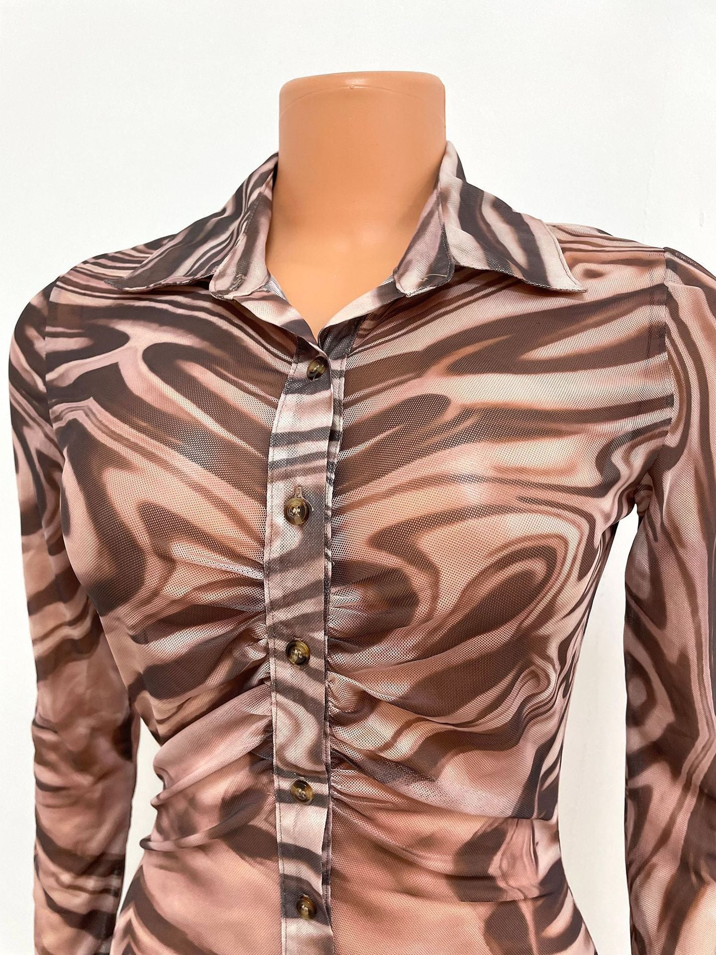 Sexy Tight-Fitting Mesh Printed Dress For Women