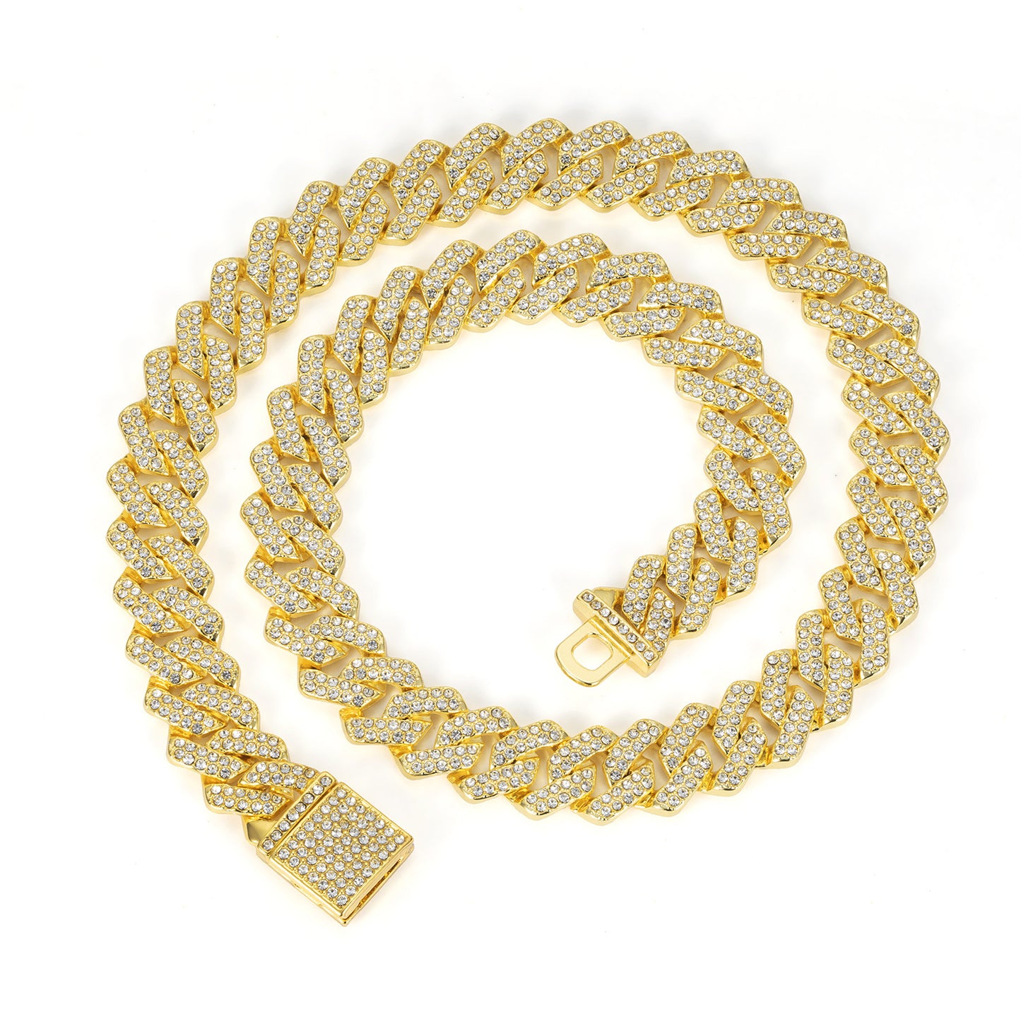 Diamond-shaped Cuban Zinc Alloy Hip Hop Necklace