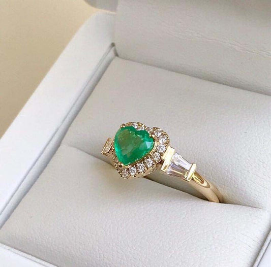 New Genuine Gold Plated Engagement Ring With Peach Heart Zirconia