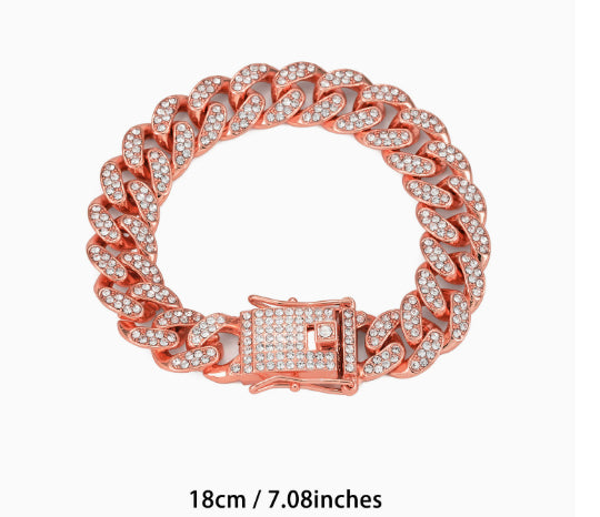 Diamond-shaped Cuban Zinc Alloy Hip Hop Necklace