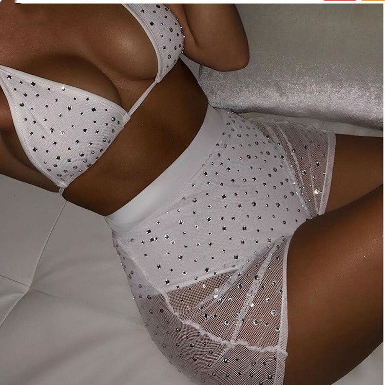 Neon mesh bra and shorts set