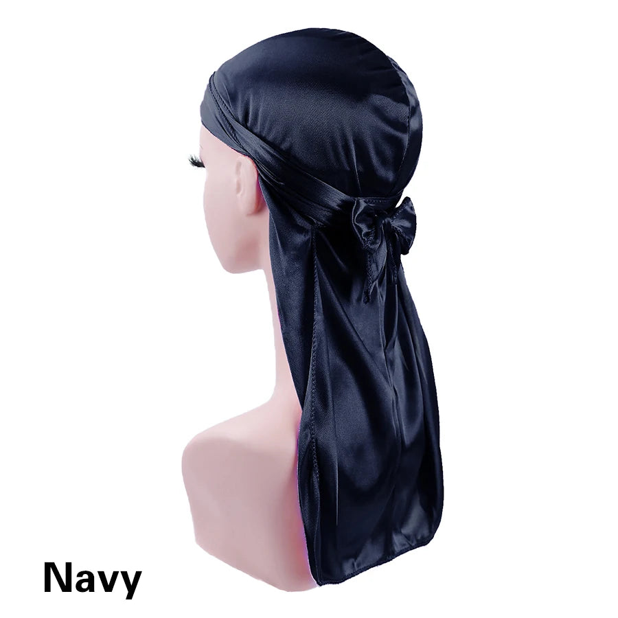Alileader Bandana Hat Durags For Men Silk Durag For Men With Long Tail And Wide Straps Chemo Cap Pirate Hat Men Hair Accessories