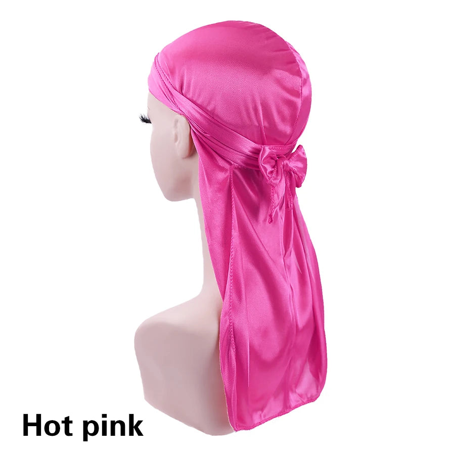 Alileader Bandana Hat Durags For Men Silk Durag For Men With Long Tail And Wide Straps Chemo Cap Pirate Hat Men Hair Accessories