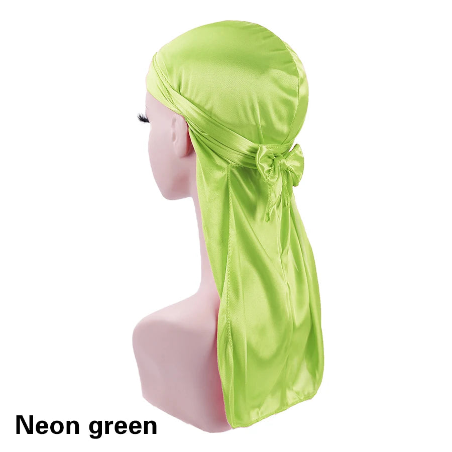 Alileader Bandana Hat Durags For Men Silk Durag For Men With Long Tail And Wide Straps Chemo Cap Pirate Hat Men Hair Accessories