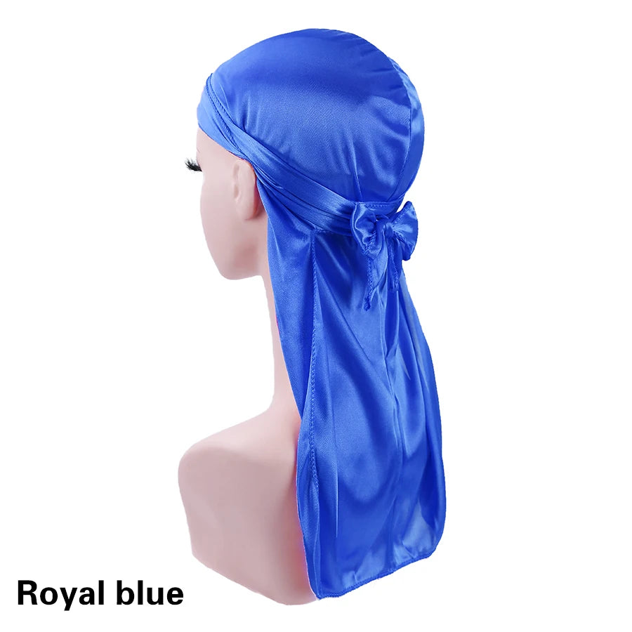 Alileader Bandana Hat Durags For Men Silk Durag For Men With Long Tail And Wide Straps Chemo Cap Pirate Hat Men Hair Accessories