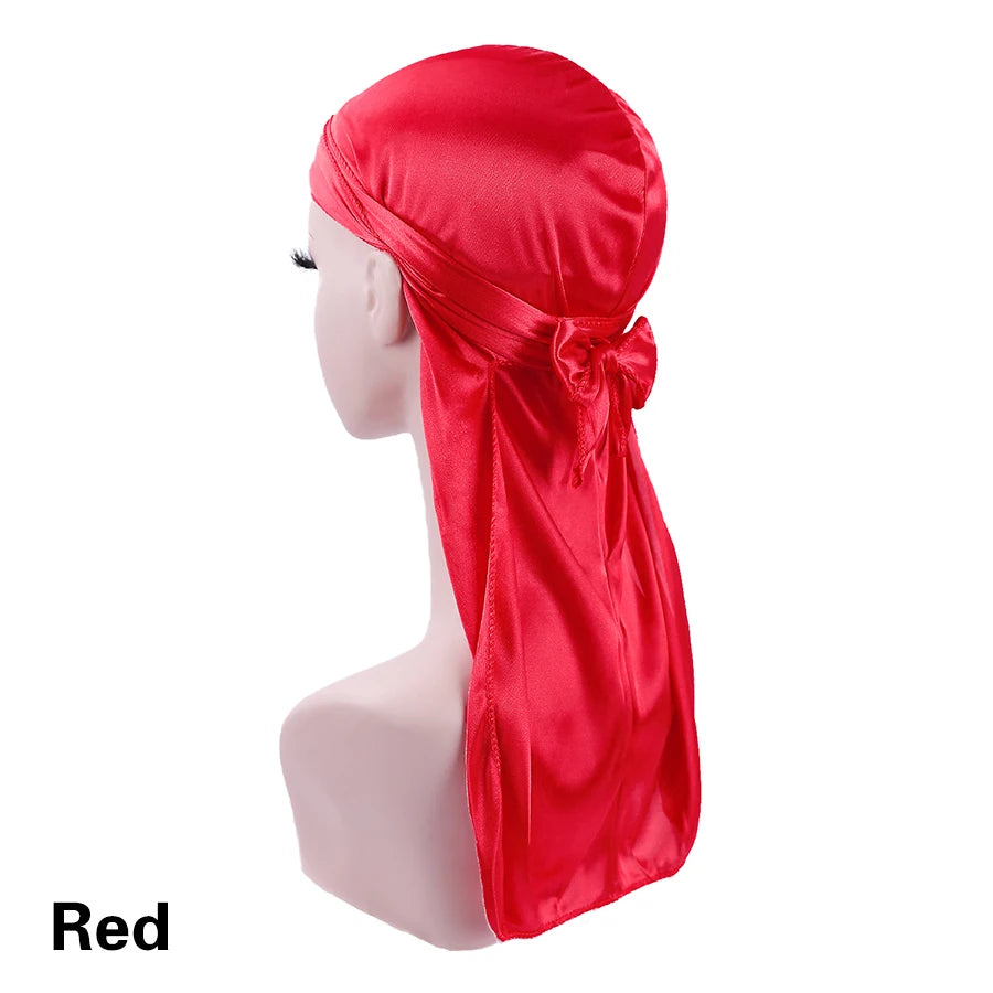 Alileader Bandana Hat Durags For Men Silk Durag For Men With Long Tail And Wide Straps Chemo Cap Pirate Hat Men Hair Accessories
