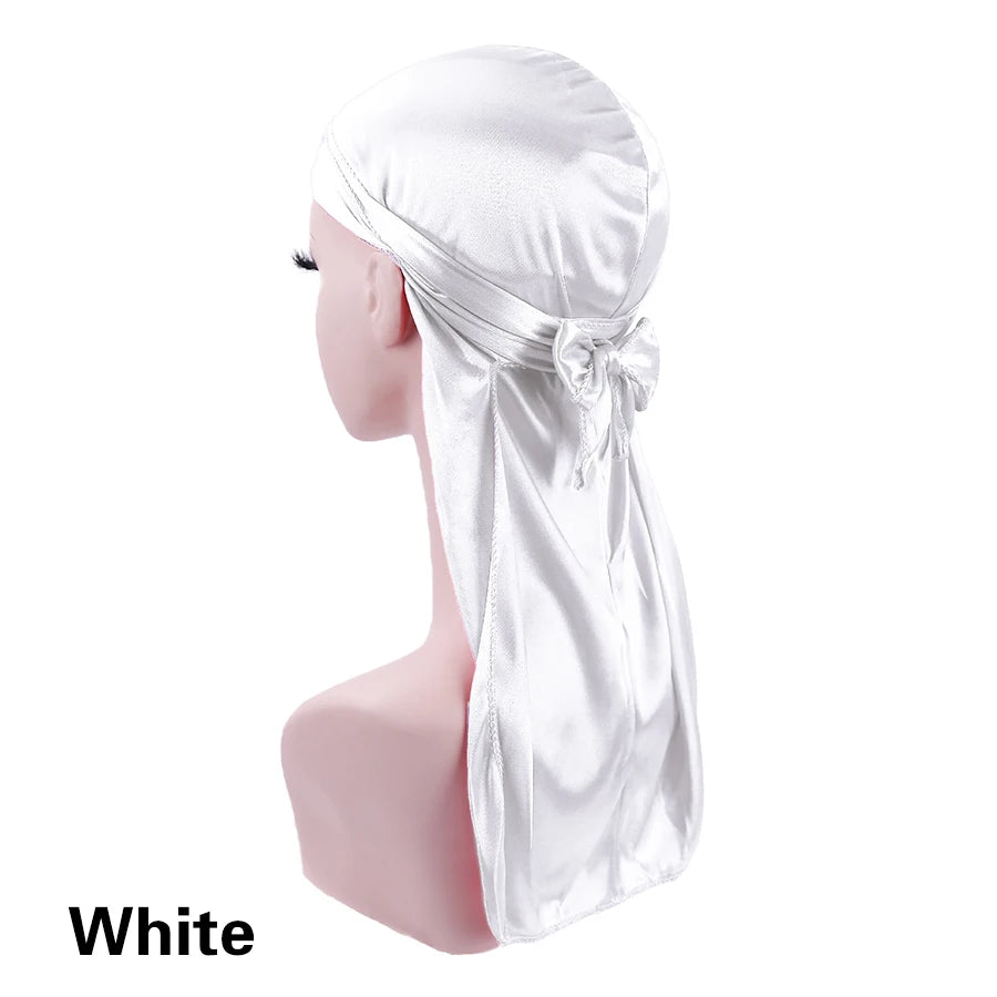 Alileader Bandana Hat Durags For Men Silk Durag For Men With Long Tail And Wide Straps Chemo Cap Pirate Hat Men Hair Accessories