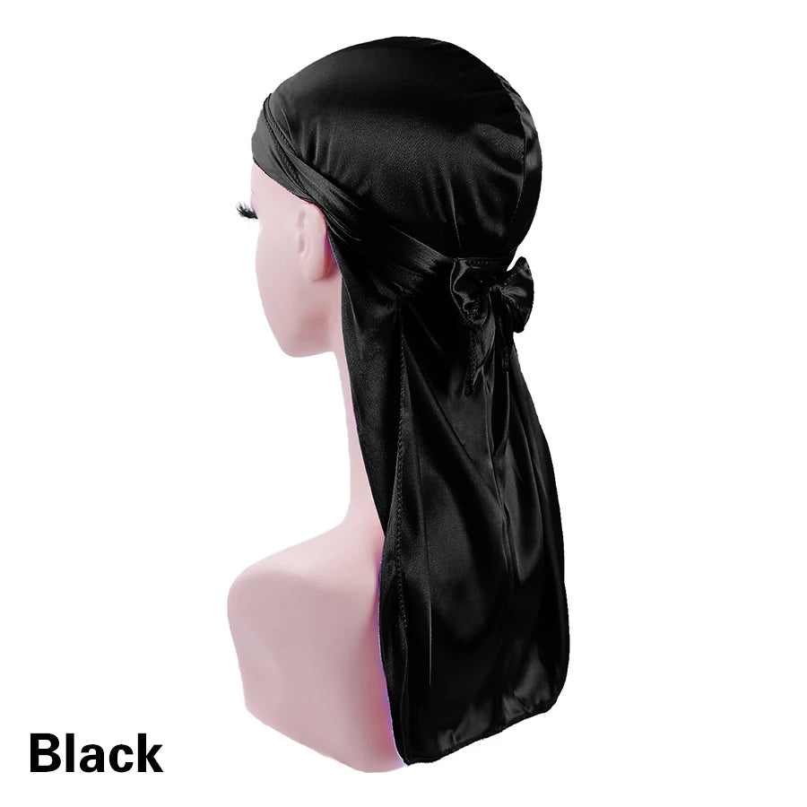 Alileader Bandana Hat Durags For Men Silk Durag For Men With Long Tail And Wide Straps Chemo Cap Pirate Hat Men Hair Accessories
