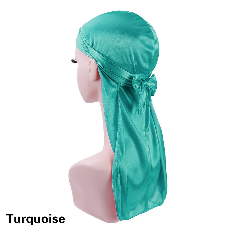 Alileader Bandana Hat Durags For Men Silk Durag For Men With Long Tail And Wide Straps Chemo Cap Pirate Hat Men Hair Accessories