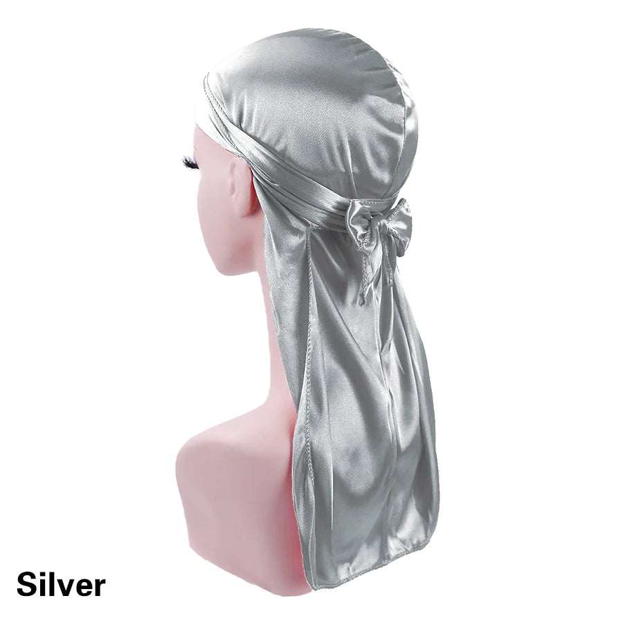 Alileader Bandana Hat Durags For Men Silk Durag For Men With Long Tail And Wide Straps Chemo Cap Pirate Hat Men Hair Accessories