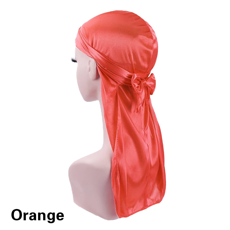 Alileader Bandana Hat Durags For Men Silk Durag For Men With Long Tail And Wide Straps Chemo Cap Pirate Hat Men Hair Accessories