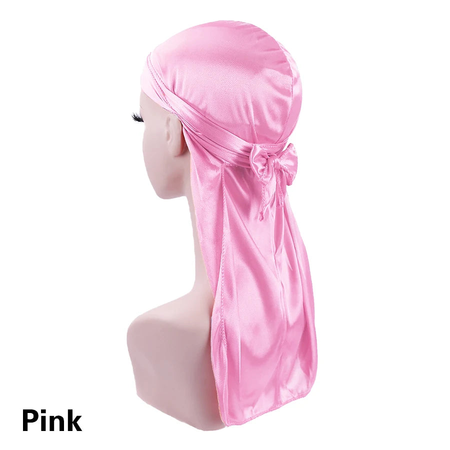 Alileader Bandana Hat Durags For Men Silk Durag For Men With Long Tail And Wide Straps Chemo Cap Pirate Hat Men Hair Accessories