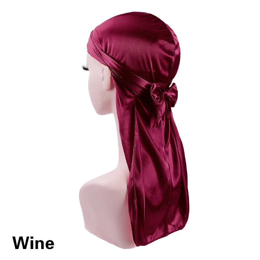 Alileader Bandana Hat Durags For Men Silk Durag For Men With Long Tail And Wide Straps Chemo Cap Pirate Hat Men Hair Accessories