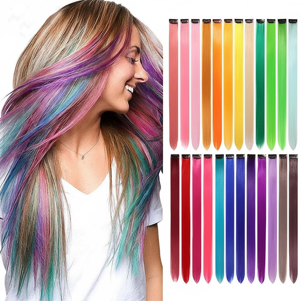 Color Hair Hanging Ear Dyed Wig Set Hair Extension Color Stripes Hot Color