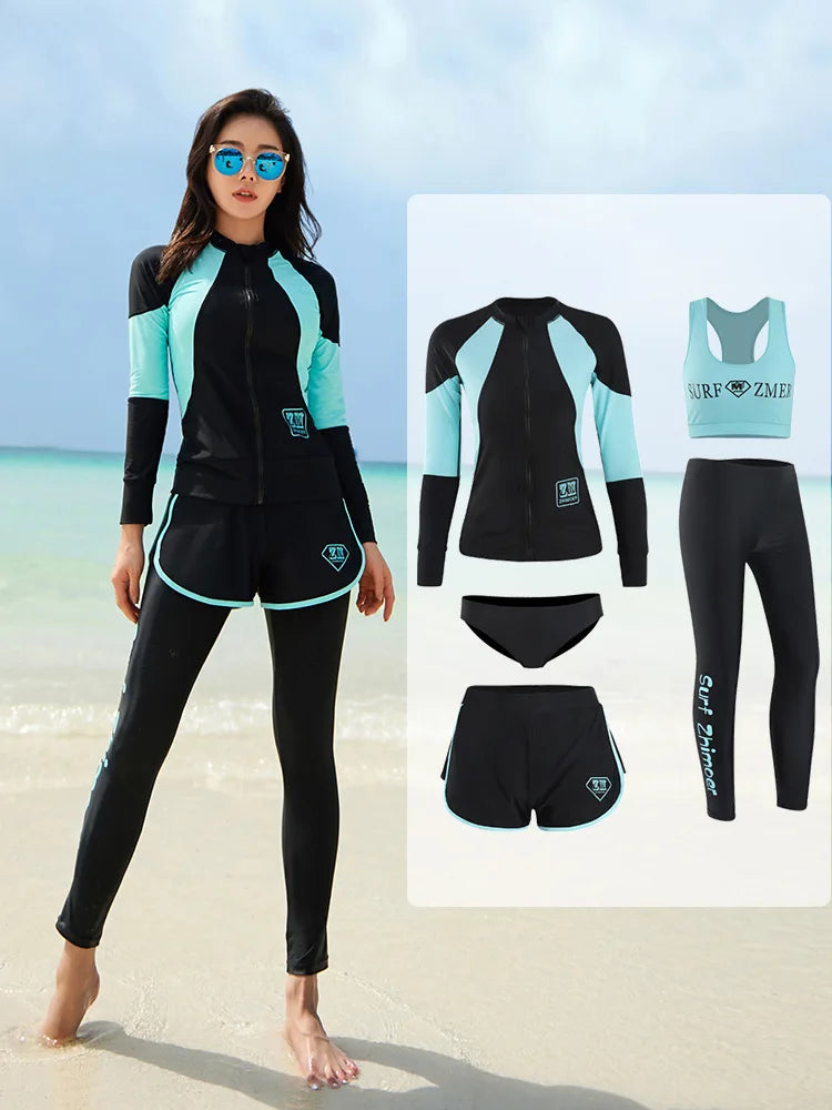 Men Rash Guard Diving Suits  Surfing  Swimwear Long Sleeve Suit Swim Shirt+Trunks+Shorts UV Swimming RashGuard Prevent Jellyfish