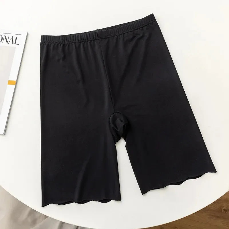 Plus Size Women Shorts Summer Seamless Ice Silk Boxer Shorts Female High Waist Elastic Safety Shorts Underwear Women Panties