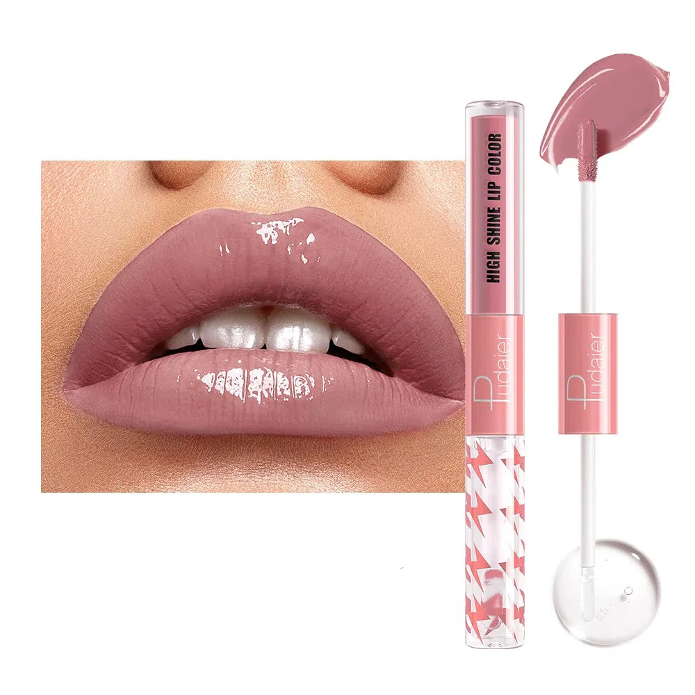 double headed lip gloss，Moisturizing Lip Oil， High gloss lip gloss with transparent lip oil，Rapid film formation
