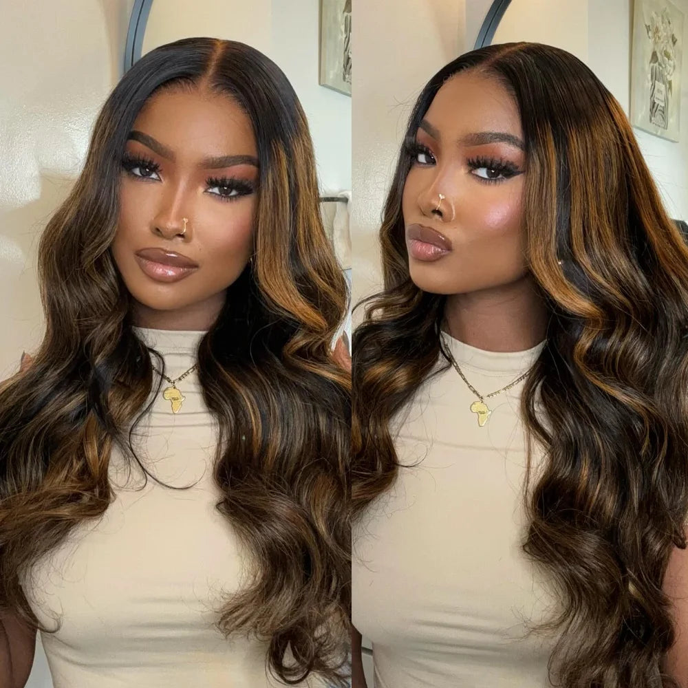 Unice Hair Balayage 3D Body Wave Wig Pre Cut Pre Bleached 7x5 13x4 Lace Frontal Human Hair Wig Pre Plucked Wear Go Glueless Wig