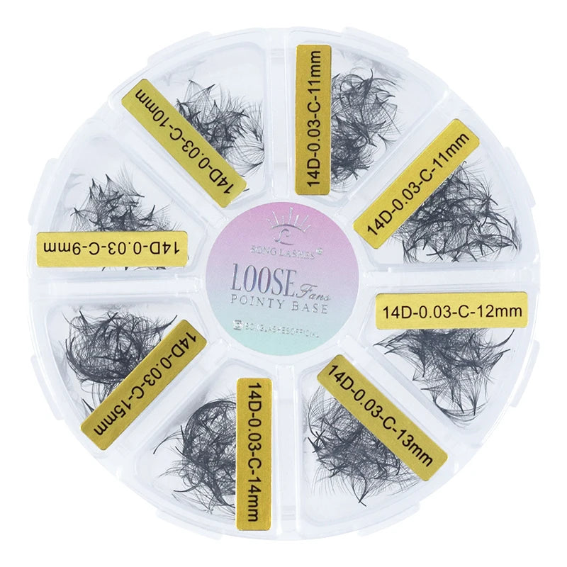 Mix Length Fans Sharp Slim Narrow Stem Cluster Premade  Loose Fans  Thin Pointy Base Russia Volume Eyelashes Extensions