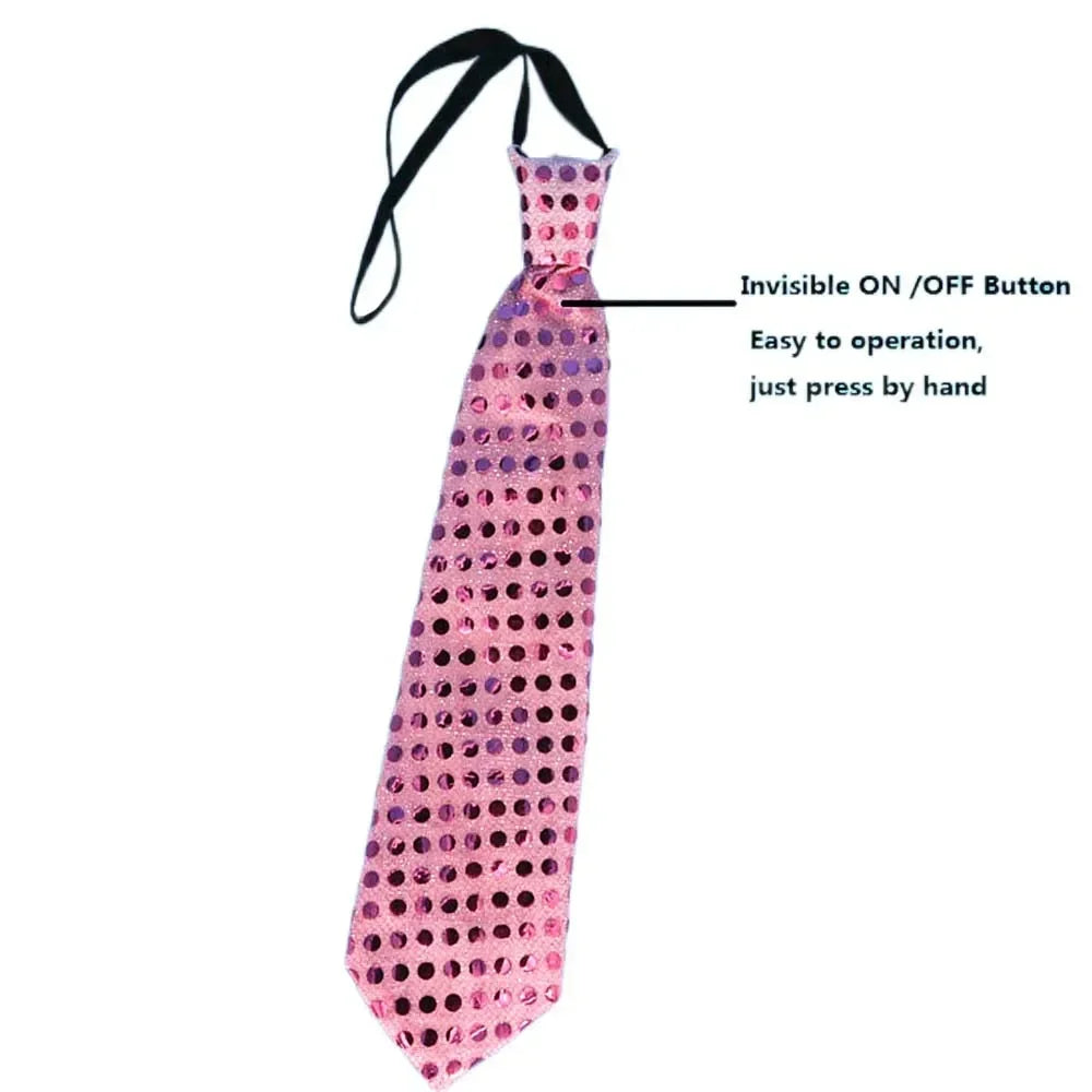 Woman Men Kids LED Light Up Sequin Fedora Jazz Hat Cap Gift Necktie Tie Neon Glow Party Bar Birthday Costume  Wedding Festival