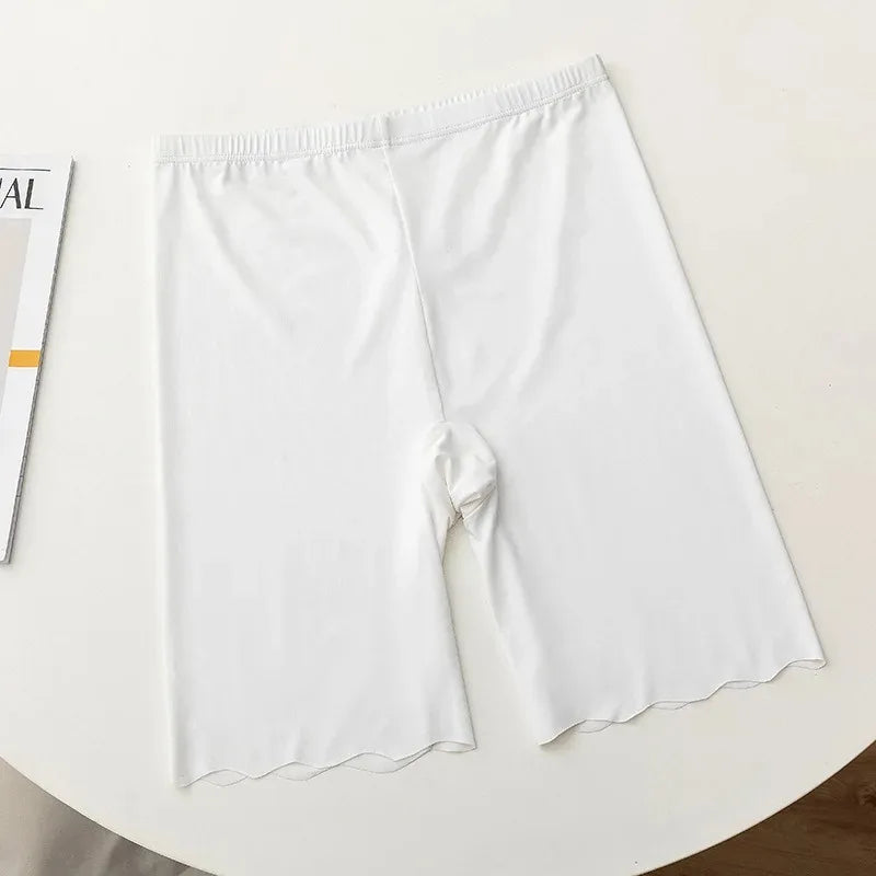 Plus Size Women Shorts Summer Seamless Ice Silk Boxer Shorts Female High Waist Elastic Safety Shorts Underwear Women Panties