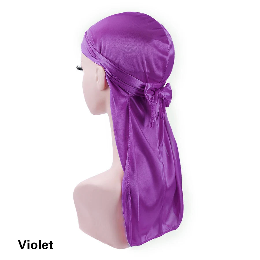 Alileader Bandana Hat Durags For Men Silk Durag For Men With Long Tail And Wide Straps Chemo Cap Pirate Hat Men Hair Accessories