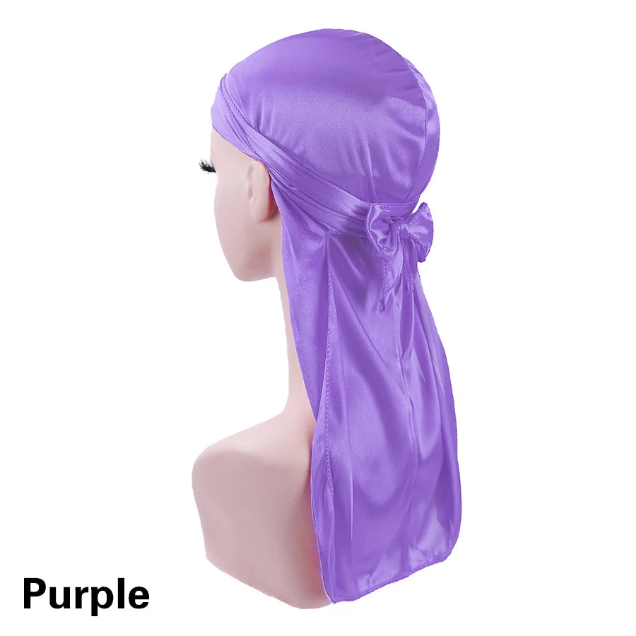 Alileader Bandana Hat Durags For Men Silk Durag For Men With Long Tail And Wide Straps Chemo Cap Pirate Hat Men Hair Accessories