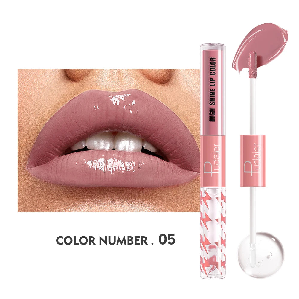 double headed lip gloss，Moisturizing Lip Oil， High gloss lip gloss with transparent lip oil，Rapid film formation