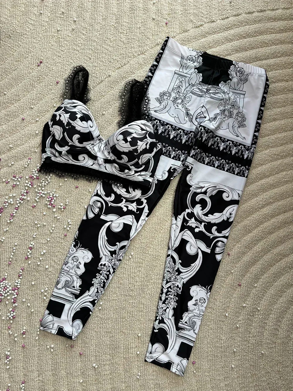 Luxury Design Women's Two-Piece Swimsuits Crocodile Pattern Crown Print Strap Tank Tops Fashion Brand Women's Yoga Sports Sets