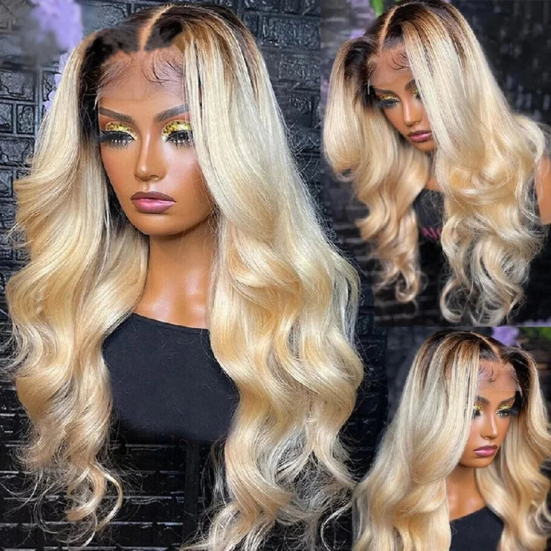 1b613 Blonde Wave13×4 lace Front human hair Wigs Ombre 613 Blonde Wavy Wig  for Women 22 inch for Daily Party Cosplay