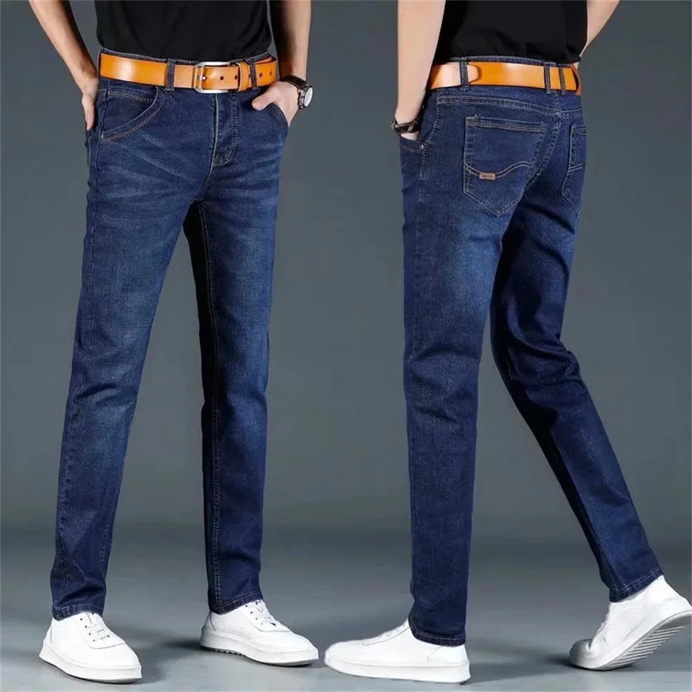 Winter Men's Pants Jeans Flannel Stretch High Quality Jean Trousers Men Casual Pants Men  Streetwear Men Clothing baggy jeans