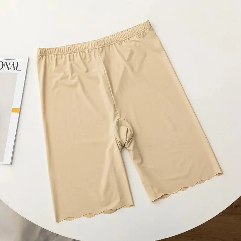 Plus Size Women Shorts Summer Seamless Ice Silk Boxer Shorts Female High Waist Elastic Safety Shorts Underwear Women Panties