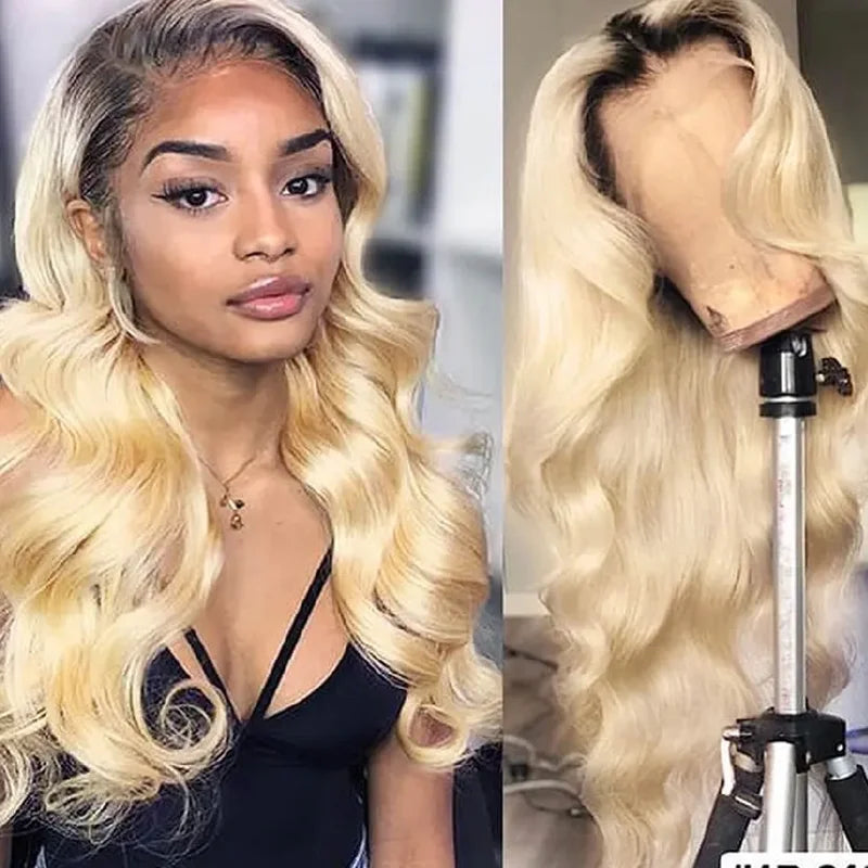1b613 Blonde Wave13×4 lace Front human hair Wigs Ombre 613 Blonde Wavy Wig  for Women 22 inch for Daily Party Cosplay