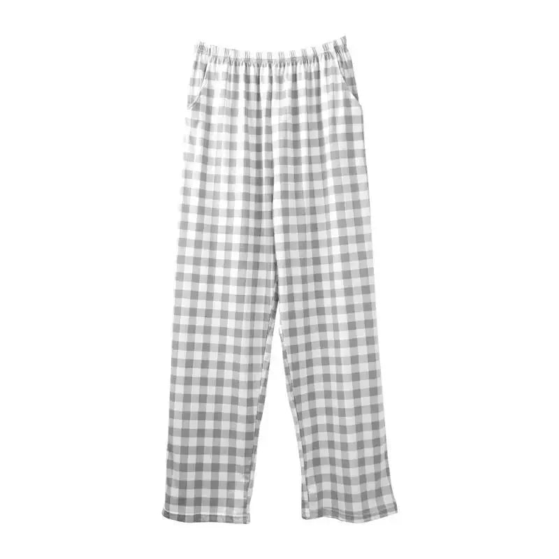 Baggy Male Trousers Check Wide Cotton Loose Plaid Men's Casual Pants Straight Summer Thin Autumn Winter Mens Clothing Luxury