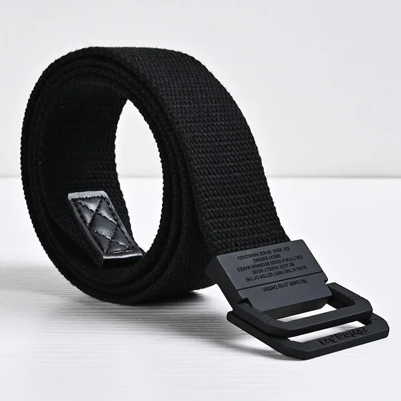 Unisex Canvas Women Rainbow Stripe Belt  Metal Double Ring Buckle Jeans  Student - Designer Belt for Men