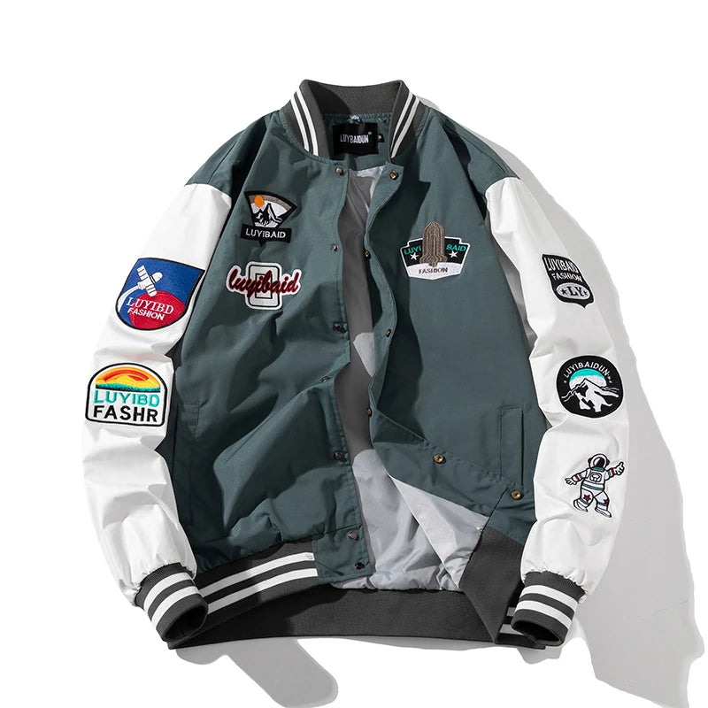 Autumn Winter Varsity Jacket Men Fashion Baseball Jacket Women Embroidery Letter American Coat College Streetwear Button Pink