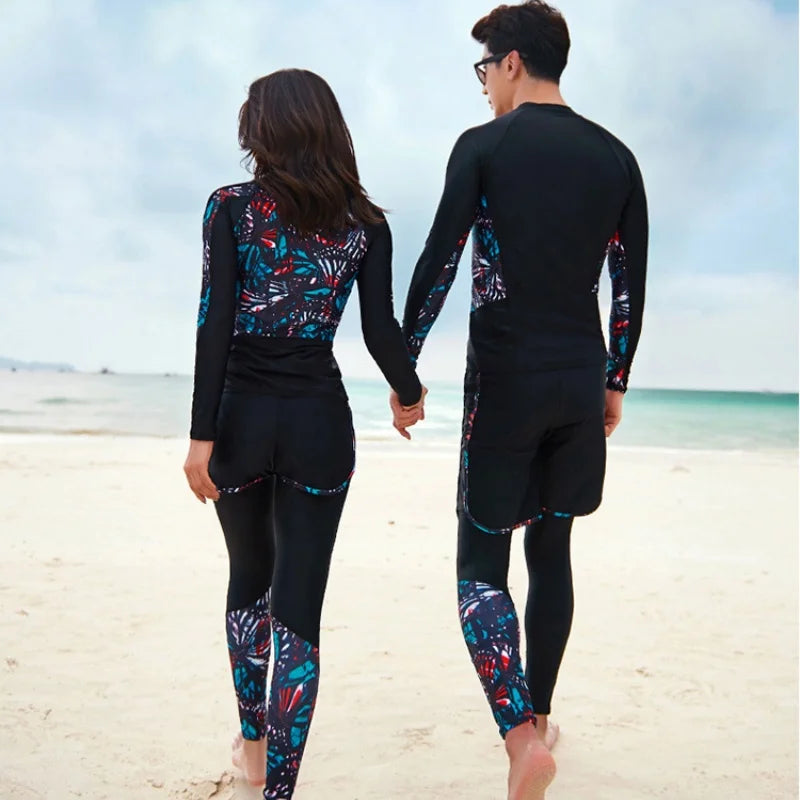 Men Rash Guard Diving Suits  Surfing  Swimwear Long Sleeve Suit Swim Shirt+Trunks+Shorts UV Swimming RashGuard Prevent Jellyfish