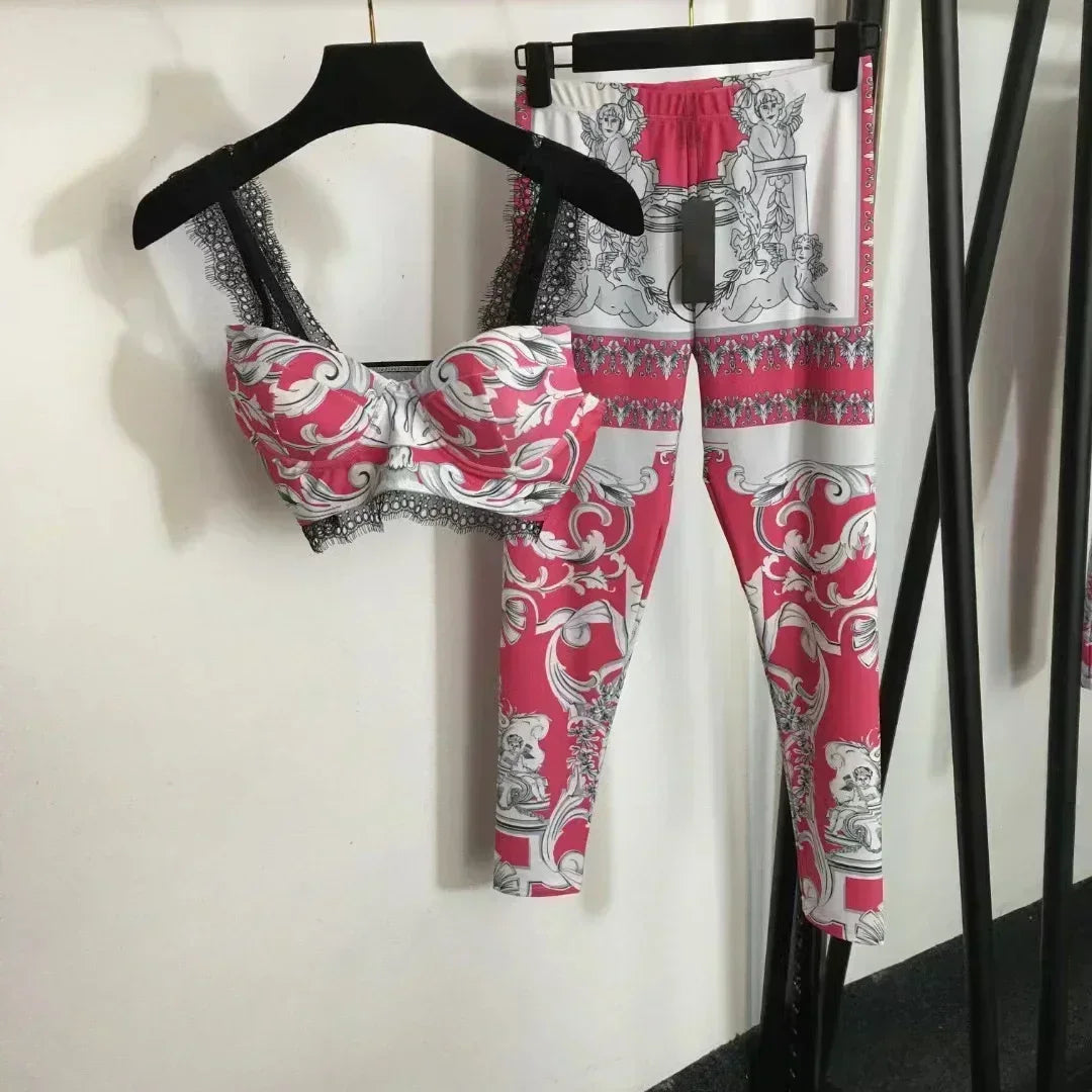 Luxury Design Women's One-piece Swimsuits Crocodile Retro Flower Pattern Sexy Camisole Swimwear Fashion Brand Women's Beachwear